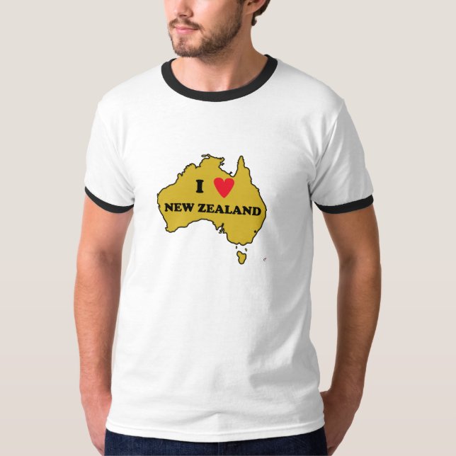 Camiseta Eu amo Nova Zelândia (Austrália) (Frente)