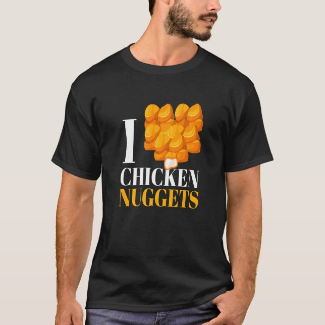 Camiseta Eu Amo Nuggets De Frango Eu Aves Lanche Comida Ráp (Frente)