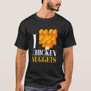 Camiseta Eu Amo Nuggets de Frango Eu Aves Lanche Comida Ráp