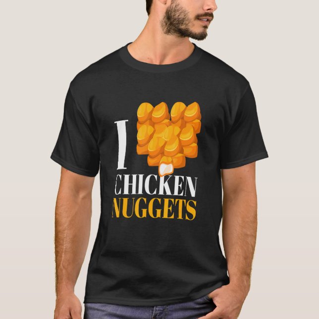 Camiseta Eu Amo Nuggets de Frango Eu Aves Lanche Comida Ráp (Frente)