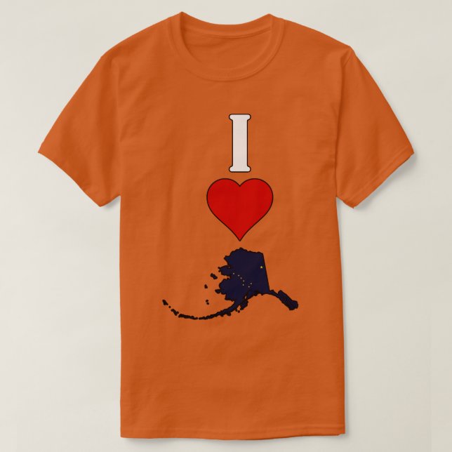 Camiseta Eu Amo o Alasca Vertical I Hearka State Flag M (Frente do Design)