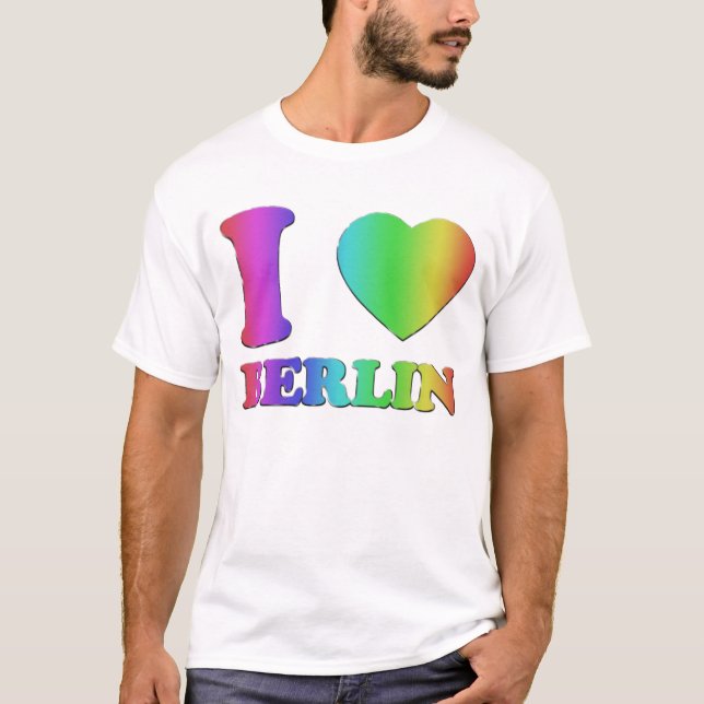 Camiseta EU AMO o ARCO-ÍRIS 3D de BERLIM (Frente)