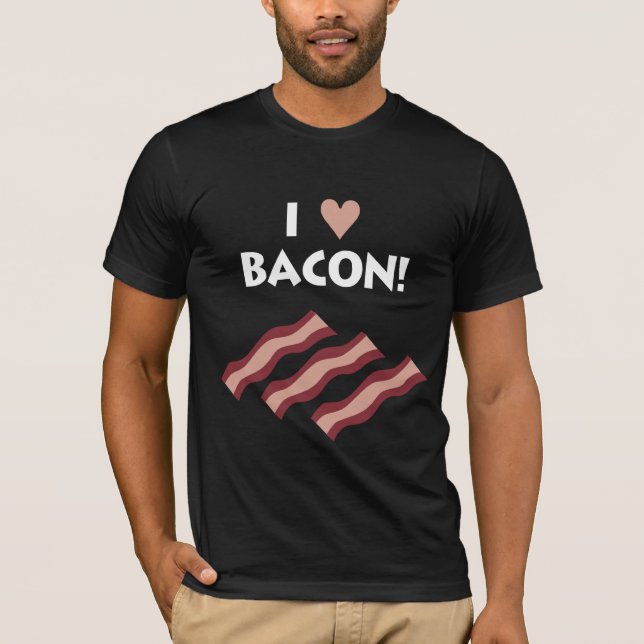 Camiseta Eu amo o bacon - T escuro (Frente)