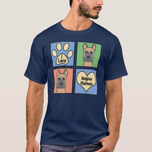 Camiseta Eu amo o belga Malinois (Frente)