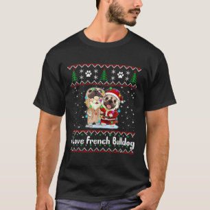 Camiseta Eu Amo O Buldogue Francês Vestir Papais noeis Suas
