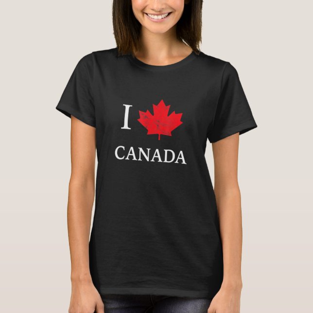 Camiseta Eu Amo o Canadá Maple Leaf Heart Canada Day Tee (Frente)