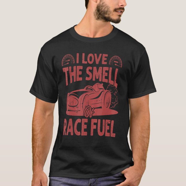 Camiseta Eu Amo O Cheiro Do Combustível De Corrida  Corrida (Frente)