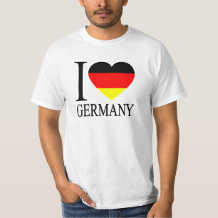 Camiseta Eu amo o coração alemão da bandeira de Alemanha