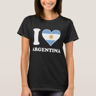 Camiseta Eu amo o coração argentino da bandeira de