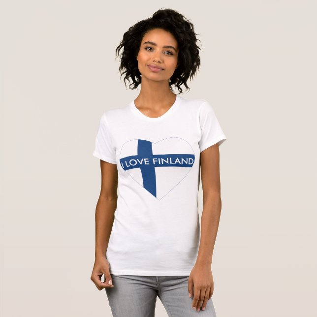 CAMISETA EU AMO O CORAÇÃO DE FINLANDIA (Frente Completa)