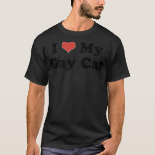 Camiseta Eu Amo o Coração Gay do Meu Gato Engraçado Pet LGB