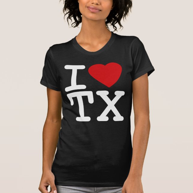 Camiseta Eu amo o coração Texas (Frente)