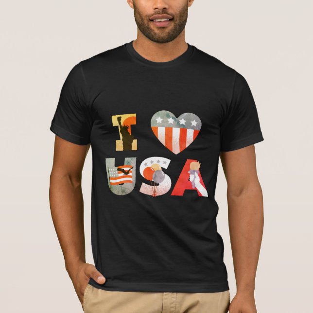 Camiseta EU AMO O Design de Frases dos EUA (Frente)