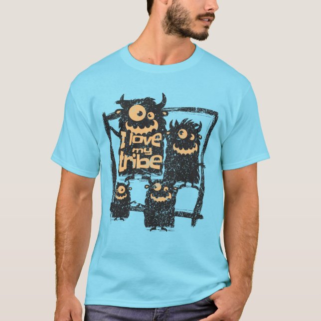 Camiseta Eu Amo O Dia das Bruxas Da Família Monstro Engraça (Frente)