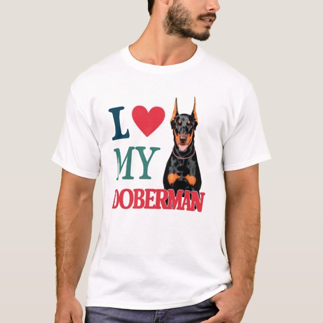 Camiseta Eu amo o Doberman Dog (Frente)