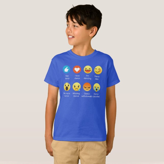 Camiseta Eu amo o Emoticon da DANÇA (emoji) (a pia batismal (Frente Completa)