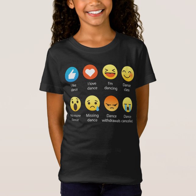 Camiseta Eu amo o Emoticon social da DANÇA (emoji) - pia (Frente)