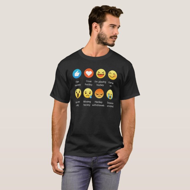 Camiseta Eu amo o Emoticon social do HÓQUEI (emoji) - pia (Frente Completa)