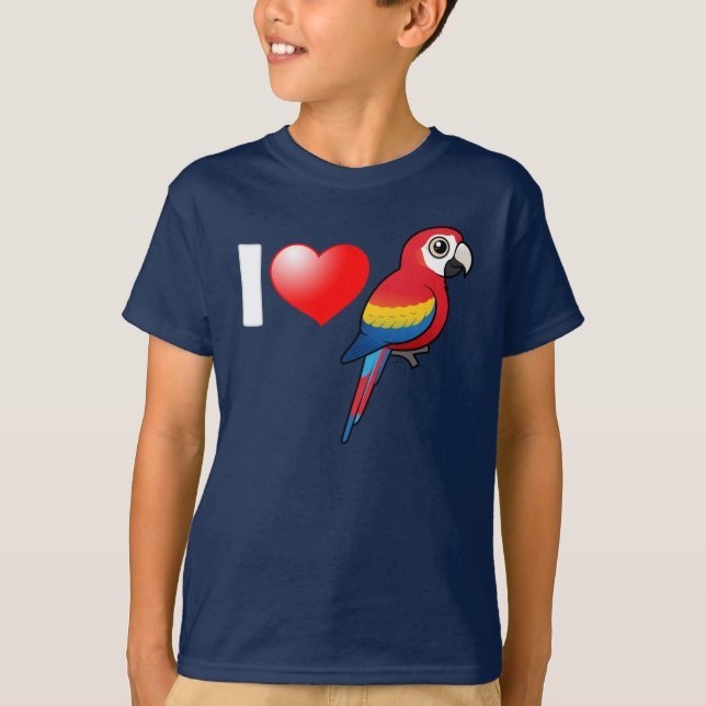 Camiseta Eu amo o escarlate dos Macaws (Frente)