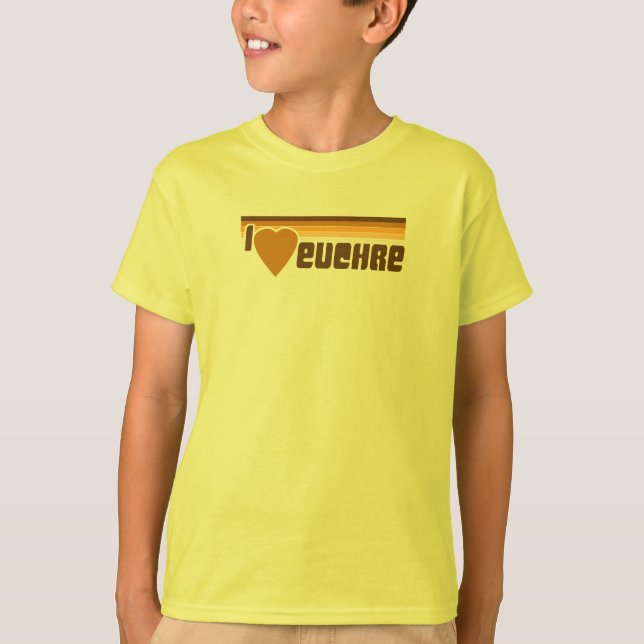 Camiseta Eu amo o Euchre 70s retro (Frente)
