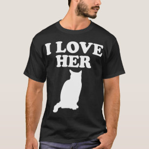 Camiseta Eu amo o gatinho dela. Eu gosto do seu galo combin