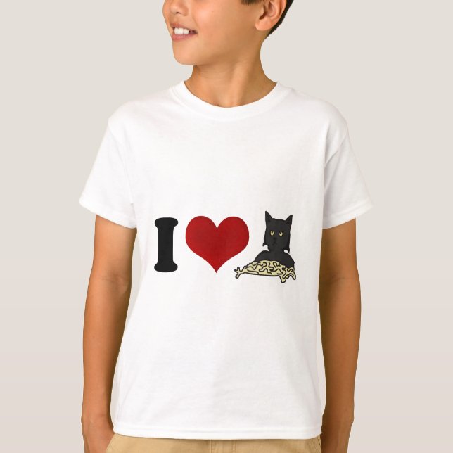 Camiseta Eu amo o gato dos espaguetes (Frente)