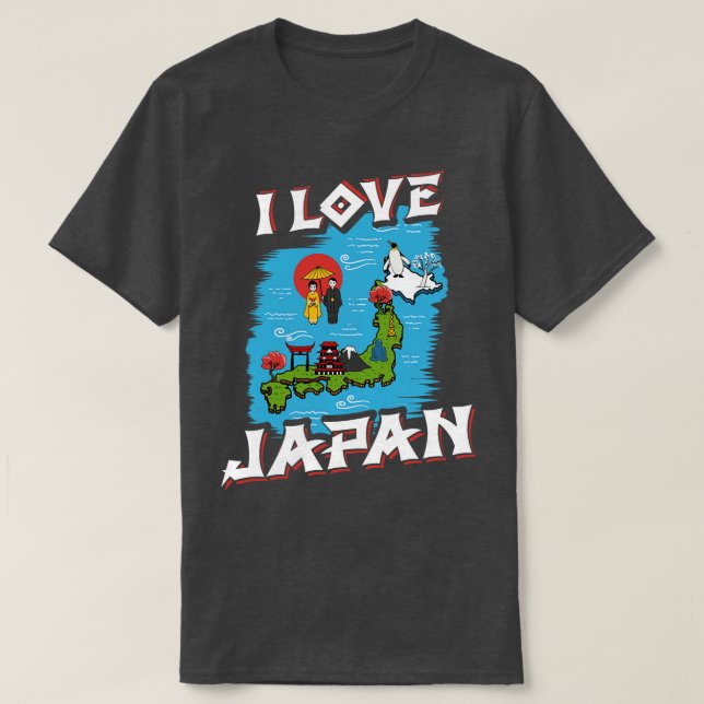 Camiseta Eu Amo O Japão Mapear A Cultura Japonesa (Frente do Design)