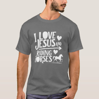 CAMISETA EU AMO O JESUS E O AMIGO DE CAVALOS