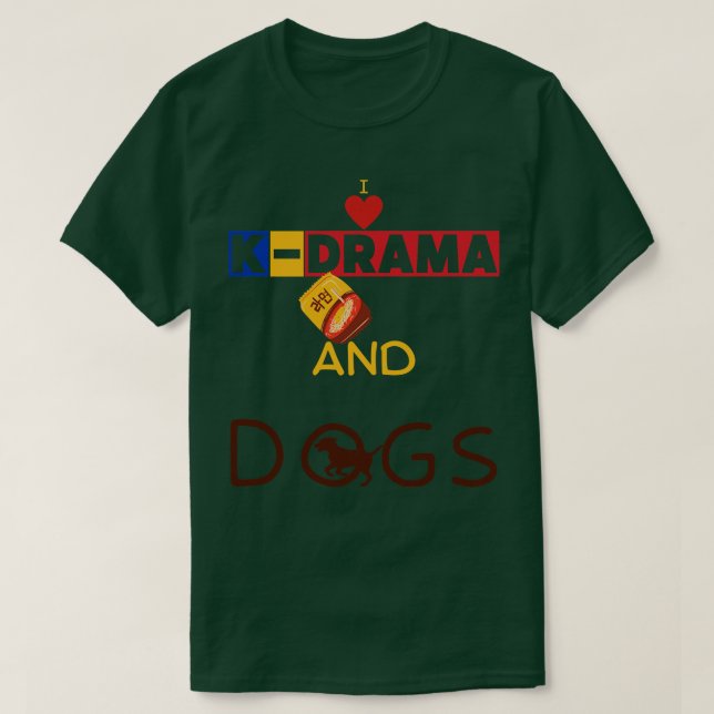 Camiseta Eu Amo O KDrama E Cães (Frente do Design)