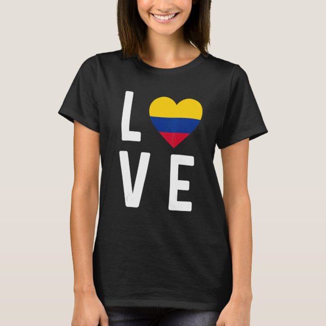 Camiseta Eu amo o mapa do orgulho colombiano na Colômbia, S (Frente)