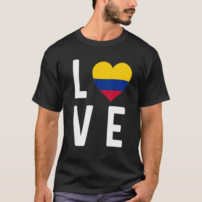 Camiseta Eu amo o mapa do orgulho colombiano na Colômbia, S (Frente)