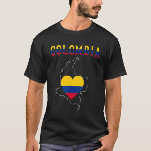Camiseta Eu amo o mapa do orgulho colombiano na Colômbia, S