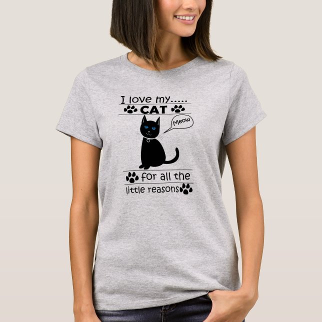 Camiseta Eu Amo O Meu Amante de os animais De Pet Gato (Frente)