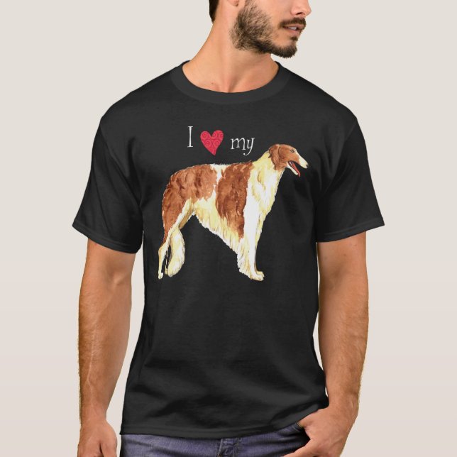 Camiseta Eu amo o meu Borzoi (Frente)