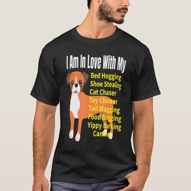 Camiseta Eu Amo O Meu Cachorro De Boxer (Frente)