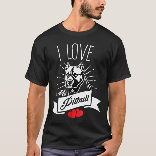 Camiseta Eu Amo O Meu Cachorro De Pit Bull (Frente)