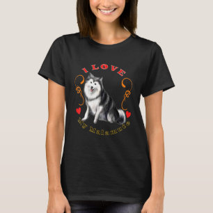 Camiseta Eu Amo O Meu Cachorro Malamute Do Alasca Puppies S