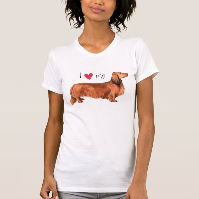 Camiseta Eu Amo o meu Dachshund (Frente)
