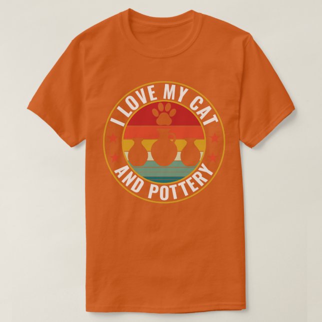 Camiseta Eu amo o meu gato e a Pottery Engraçada (Frente do Design)