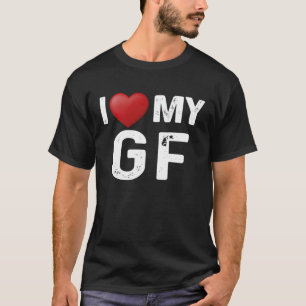 Camiseta Eu Amo O Meu Namorada Quente Eu Amo O Meu GFG Verm