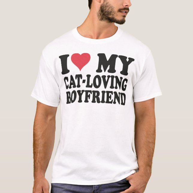 Camiseta Eu Amo O Meu Namorado De Amor De Gato (Frente)