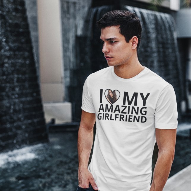 Camiseta Eu Amo O Meu Namorado De Fotografia Namorada (I Love My Amazing Girlfriend Photo Boyfriend T-Shirt)