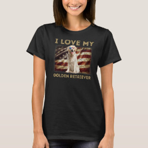 Camiseta Eu Amo O Meu Ouro Pai De Retriever Mãe Bandeira Am