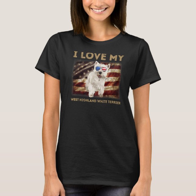 Camiseta Eu Amo O Meu Pai De Terrier Branco Da Terra Oeste  (Frente)