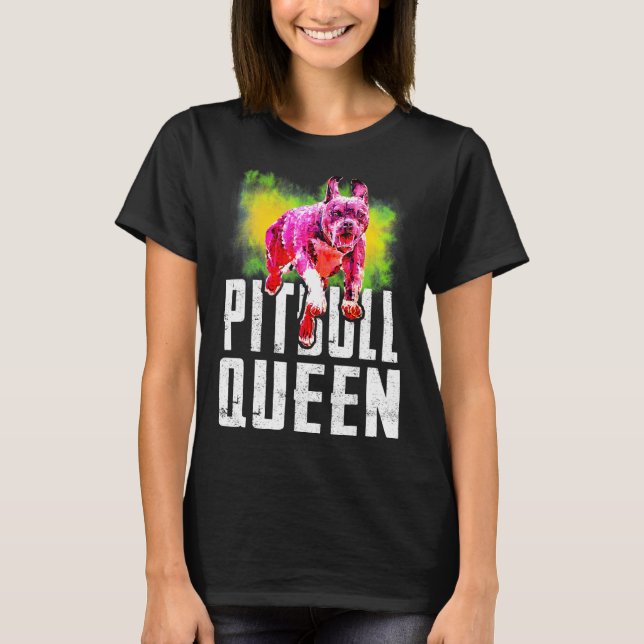 Camiseta Eu Amo O Meu Resgate Pittie Mamãe Pitbull Rainha A (Frente)