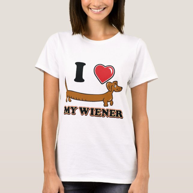 Camiseta Eu amo o meu Wiener - Dachshund (Frente)