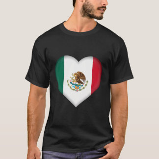 Camiseta Eu Amo o México Bandeira do Coração Mexicano