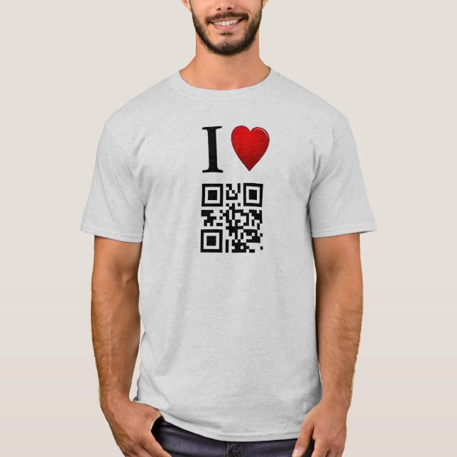 Camiseta Eu amo o modelo do t-shirt do código de QR (Frente)