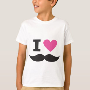 Camiseta Eu amo o Moustache - rosa