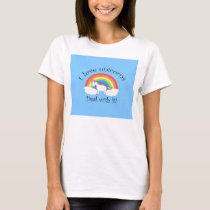 Camiseta Eu amo o negócio dos unicórnios com ele azul